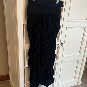 Chic Black Ruched Maxi Skirt
